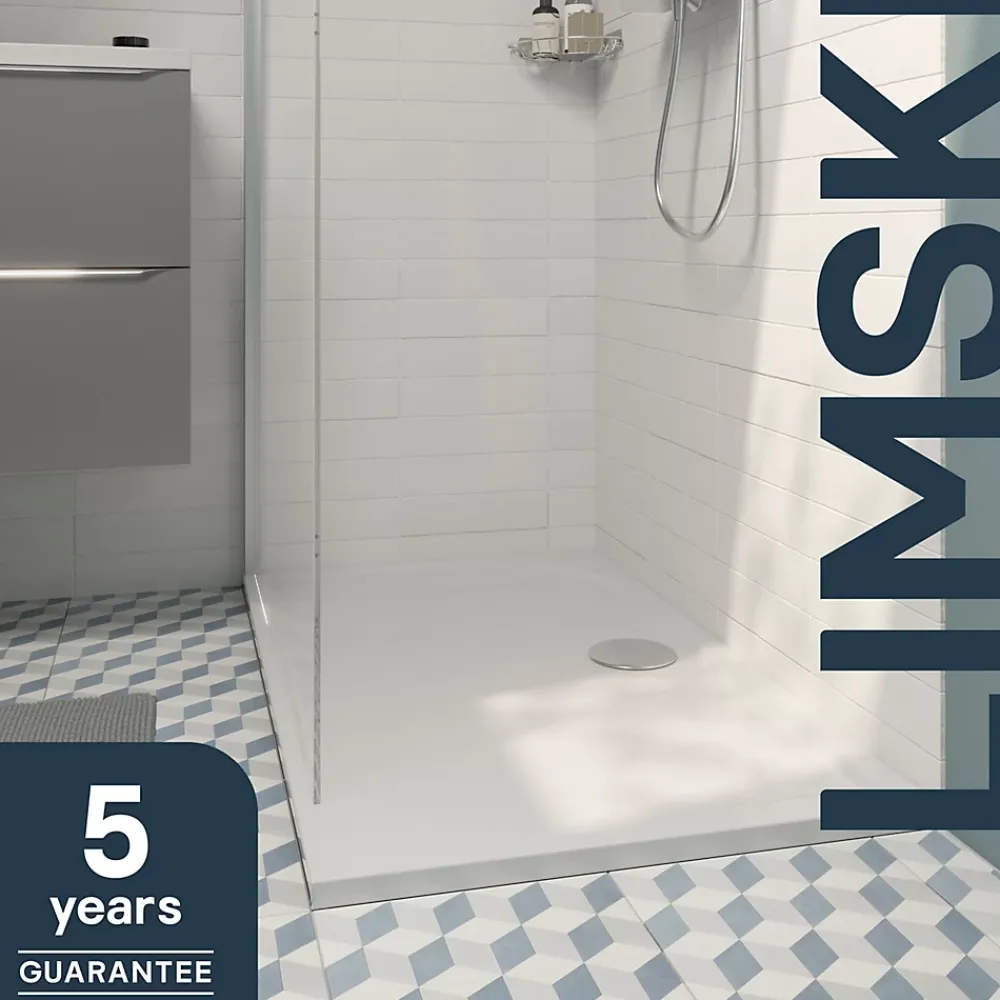 GoodHome Receveur de douche extra-plat l.70 x L.140 cm blanc anti dérapant, Limski
