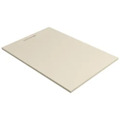 Receveur De Douche|Lavaberg Receveur de Douche Extraplat 120x80cm Beige - Résine Minérale - Antidérapant - Effet Ardoise - Bonde Incluse -