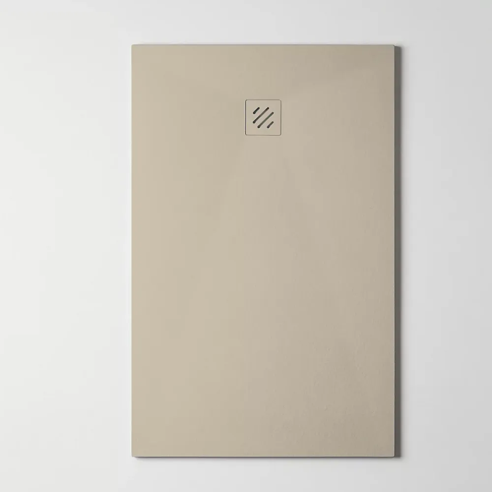 Receveur De Douche|Sanizéo Receveur de Douche Extraplat 90x120cm Beige - Résine Minérale - Antidérapant - Effet Pierre Naturelle - RÉSIGRÈS.