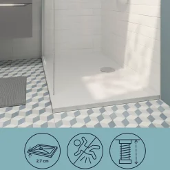 GoodHome Receveur de douche extra-plat l.70 x L.120 cm blanc anti dérapant, Limski