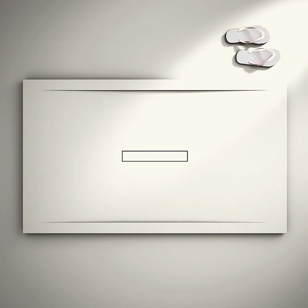 Receveur De Douche|Poalgi Receveur de douche extraplat blanc ivoire 80x140 cm Clay -