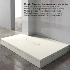 Receveur De Douche|Poalgi Receveur de douche extraplat blanc ivoire 80x140 cm Clay -
