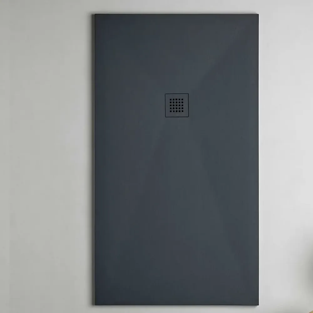 Receveur De Douche|Sanizéo Receveur de Douche Extraplat 100x160cm Graphite - Résine Minérale - Antidérapant - Effet Pierre Naturelle - RÉSIGRÈS.
