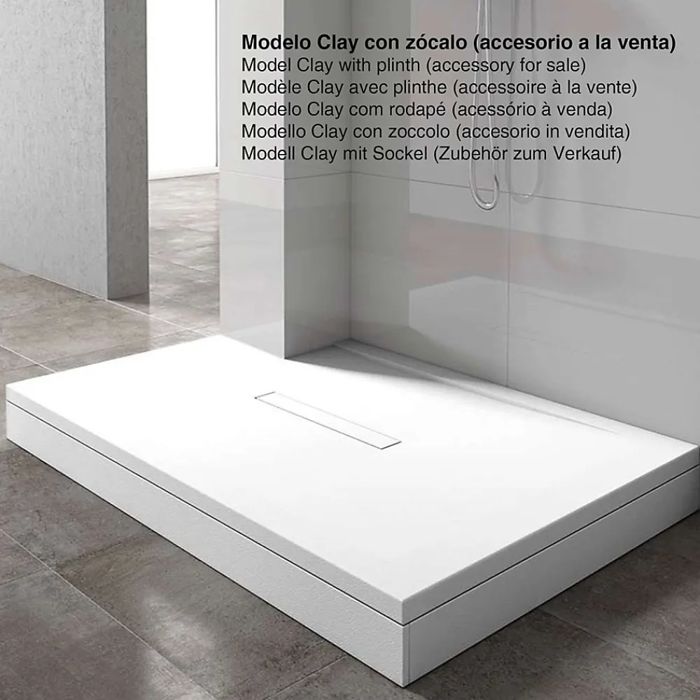 Receveur De Douche|Poalgi Receveur de douche extraplat blanc 80x100 cm Clay -