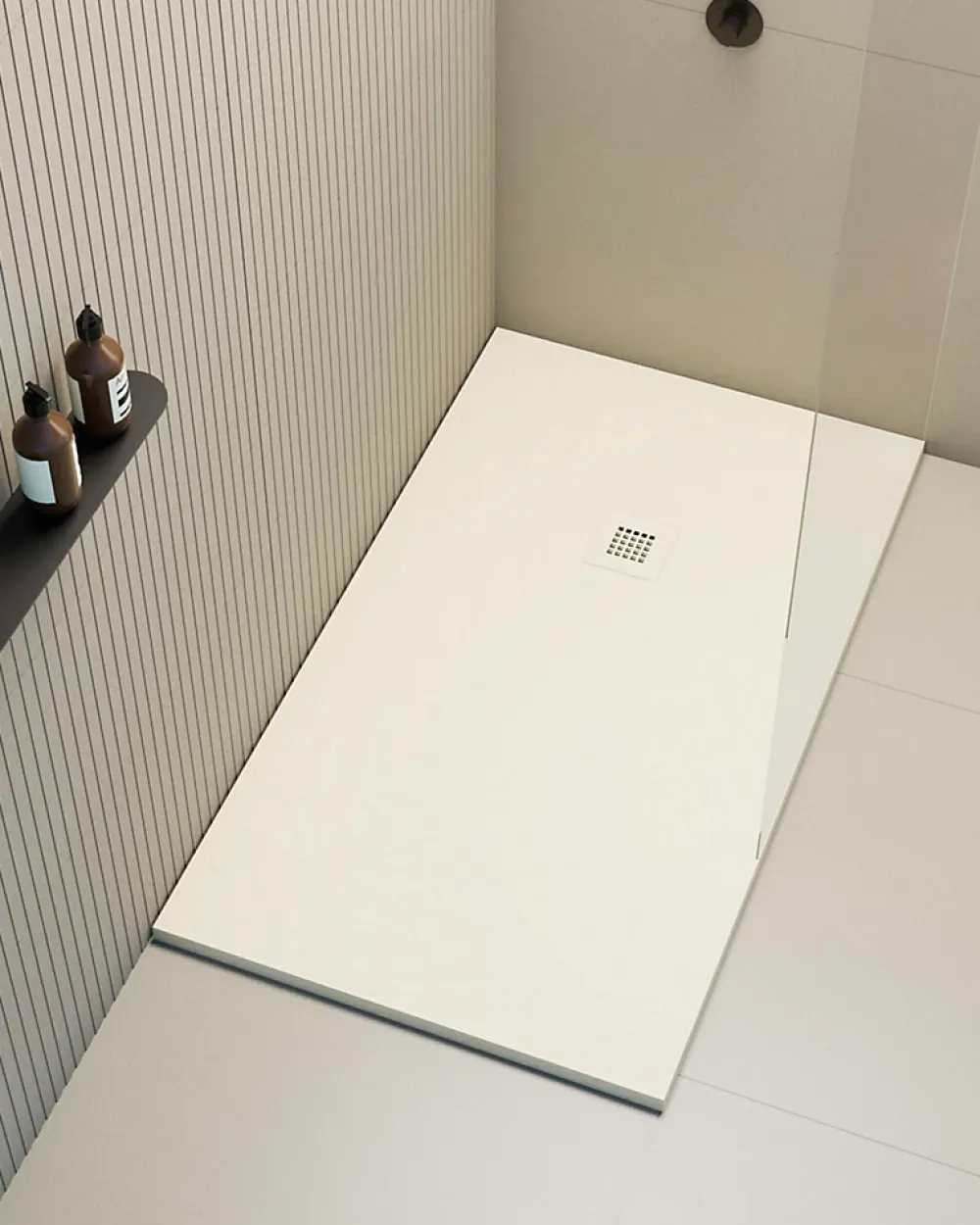 Poalgi Receveur de douche extraplat blanc ivoire 90x110 cm Hos's -