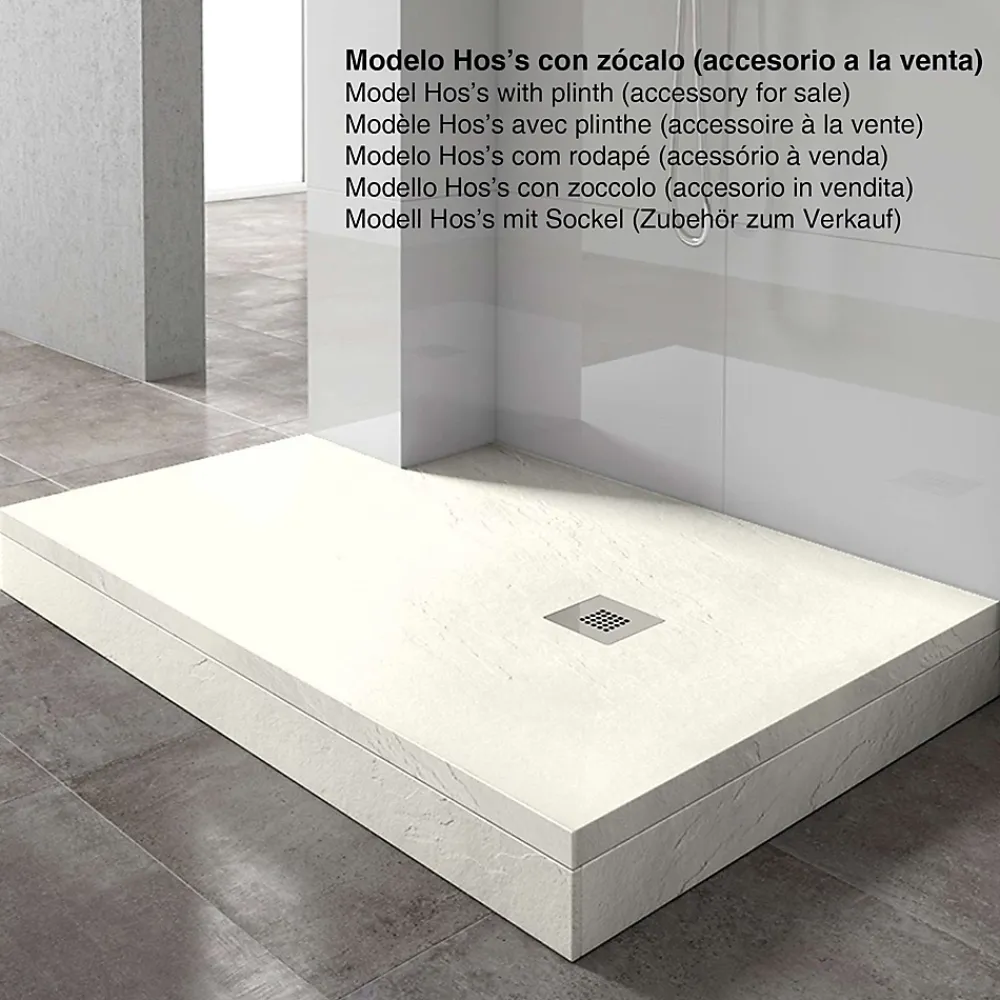 Poalgi Receveur de douche extraplat blanc ivoire 90x110 cm Hos's -