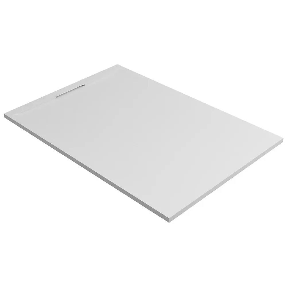 Lavaberg Receveur de Douche Extraplat 160x90cm Blanc - Résine Minérale - Antidérapant - Effet Ardoise - Bonde Incluse -