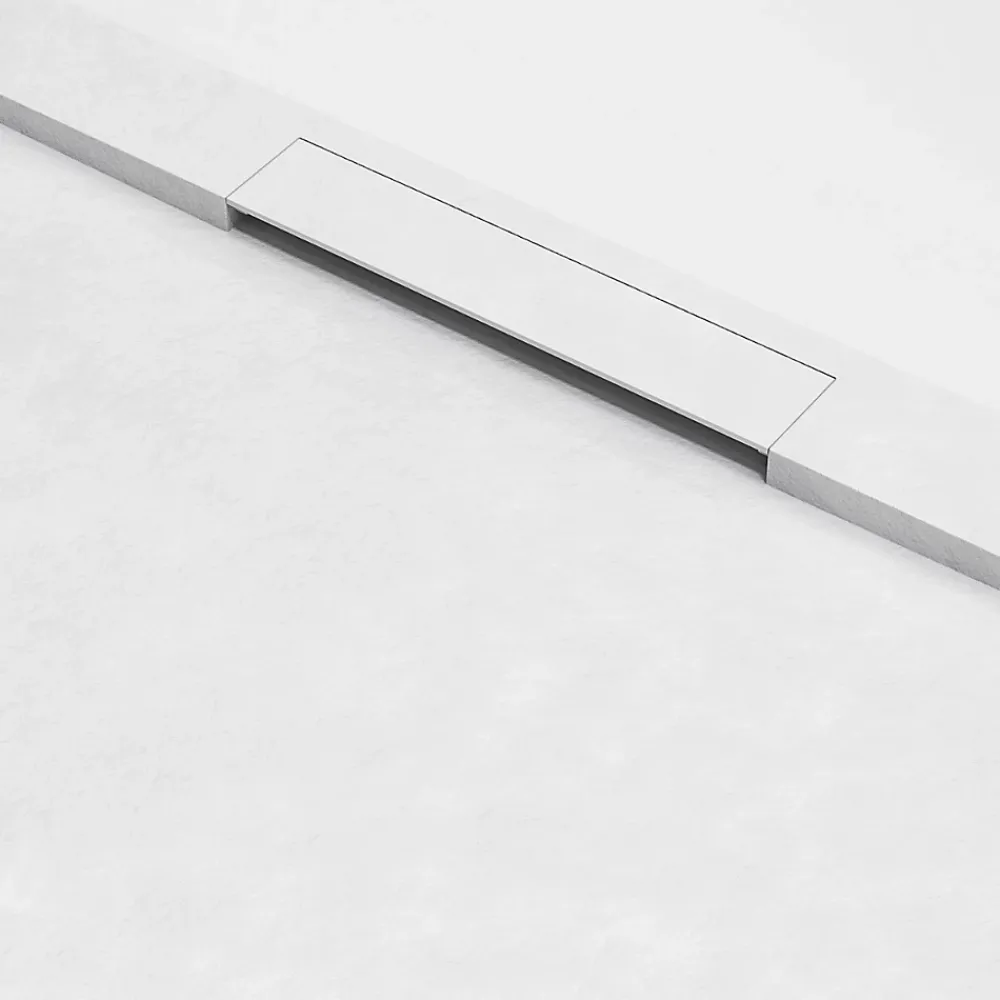 Lavaberg Receveur de Douche Extraplat 160x90cm Blanc - Résine Minérale - Antidérapant - Effet Ardoise - Bonde Incluse -