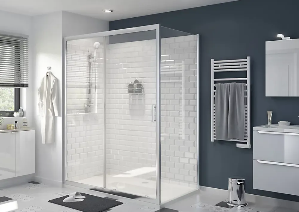 GoodHome Receveur de douche extra-plat l.90 x L.160 cm blanc anti dérapant, Limski