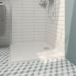 GoodHome Receveur de douche extra-plat l.90 x L.140 cm blanc anti dérapant, Limski
