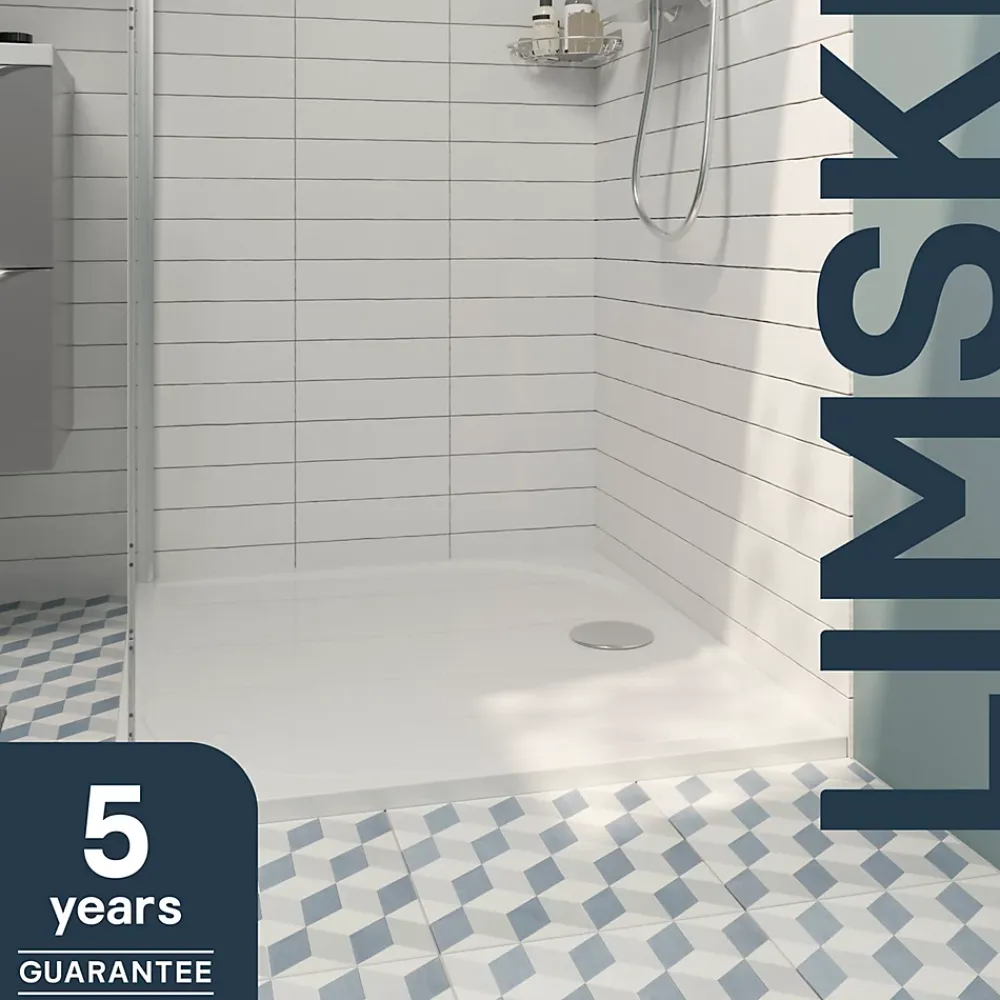 GoodHome Receveur de douche extra-plat l.90 x L.140 cm blanc anti dérapant, Limski