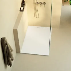 Lavaberg Receveur de Douche Extraplat 140x90cm Blanc - Résine Minérale - Antidérapant - Effet Ardoise - Bonde Incluse -