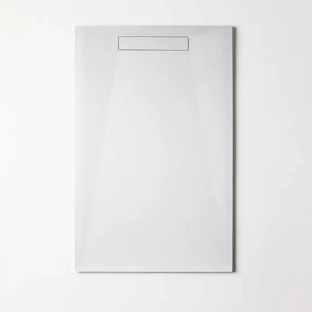 Sanizéo Receveur de Douche Extraplat 100X180cm Blanc - Résine Minérale - Antidérapant - Effet Pierre Naturelle - RÉSIGRÈS.