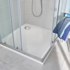 GoodHome Receveur de douche extra-plat l.80 x L.80 cm blanc anti dérapant, Limski