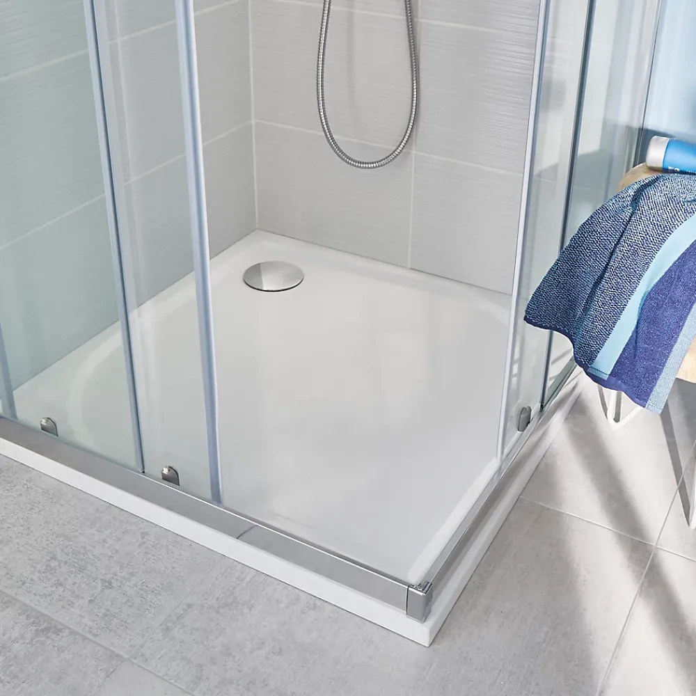 GoodHome Receveur de douche extra-plat l.80 x L.80 cm blanc anti dérapant, Limski