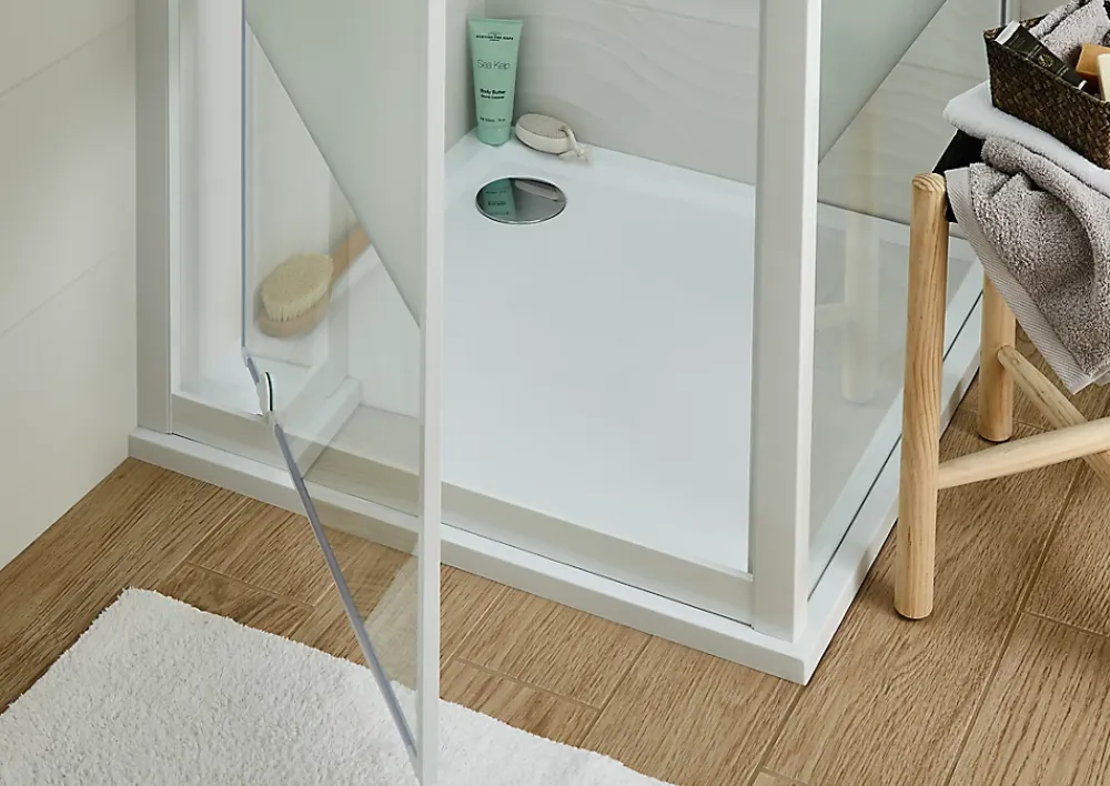 GoodHome Receveur de douche extra-plat l.80 x L.80 cm blanc anti dérapant, Limski