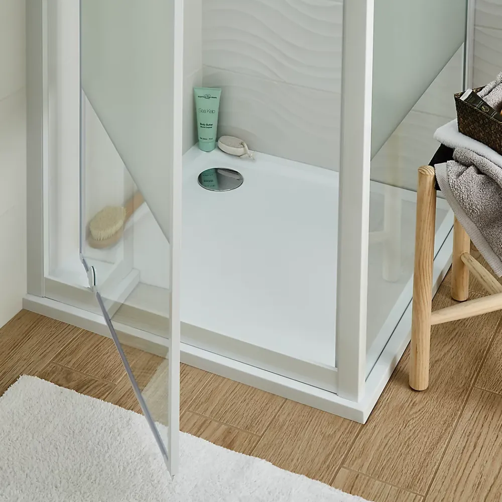 GoodHome Receveur de douche extra-plat l.80 x L.80 cm blanc anti dérapant, Limski