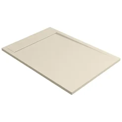 Receveur De Douche|Lavaberg Receveur de Douche Extraplat 160x90cm Beige - Résine Minérale - Antidérapant - Effet Ardoise - Bonde Incluse -