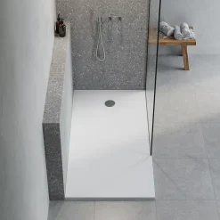 GoodHome Receveur de douche extra-plat l.80 x L.100 cm blanc anti dérapant, Leira