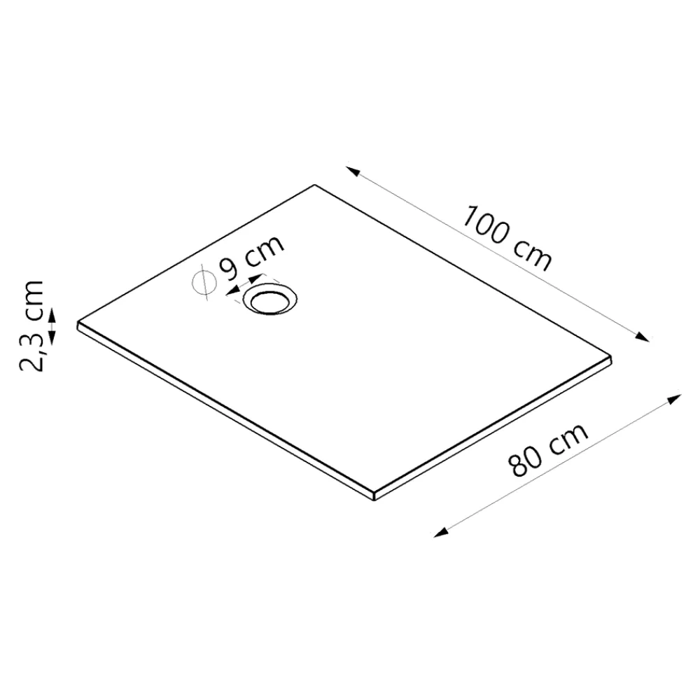 GoodHome Receveur de douche extra-plat l.80 x L.100 cm blanc anti dérapant, Leira