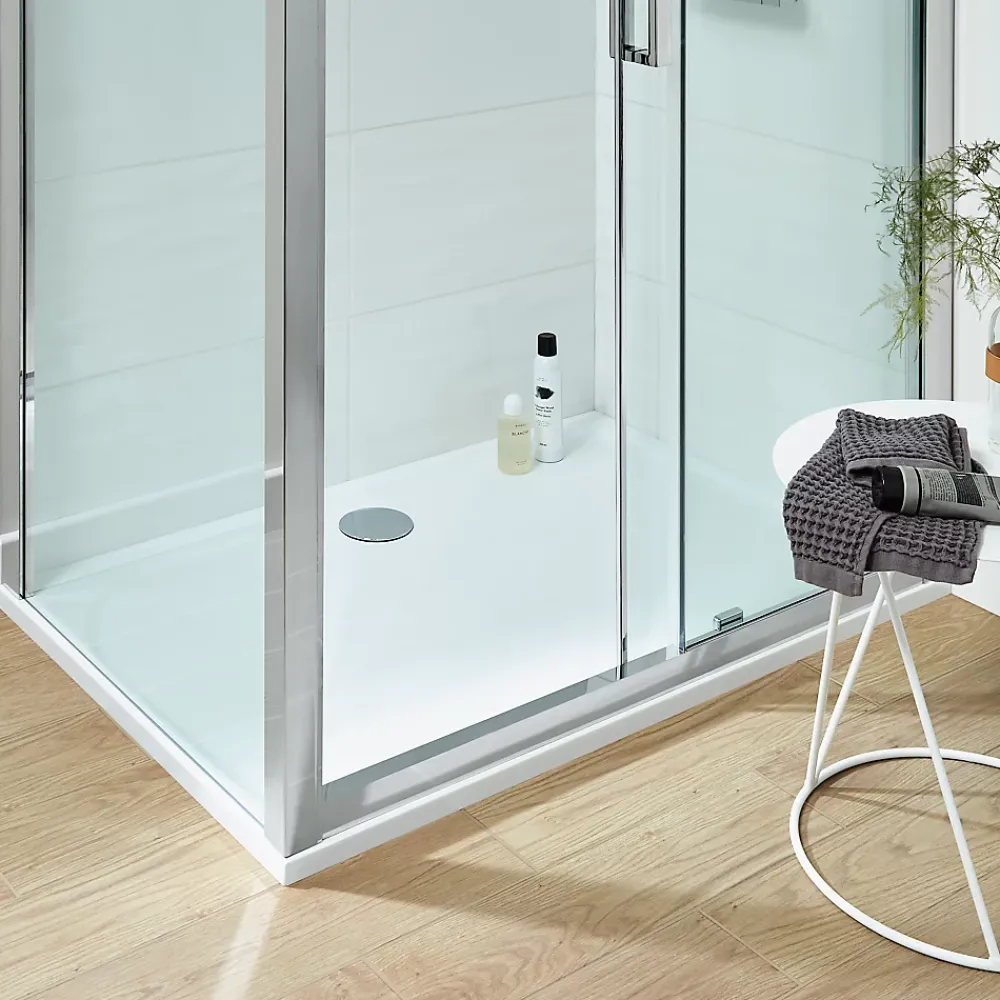 GoodHome Receveur de douche extra-plat l.80 x L.120 cm blanc anti dérapant, Limski