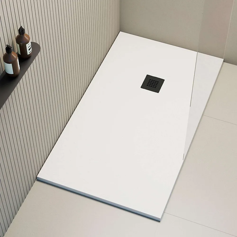 Receveur De Douche|Poalgi Receveur de douche extraplat blanc 75 x 100 cm grille noire Hos's -