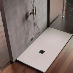 Receveur De Douche|Poalgi Receveur de douche extraplat blanc 75 x 100 cm grille noire Hos's -