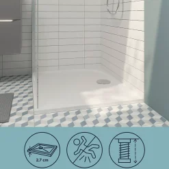 Receveur De Douche|GoodHome Receveur de douche extra-plat l.80 x L.160 cm blanc anti dérapant, Limski