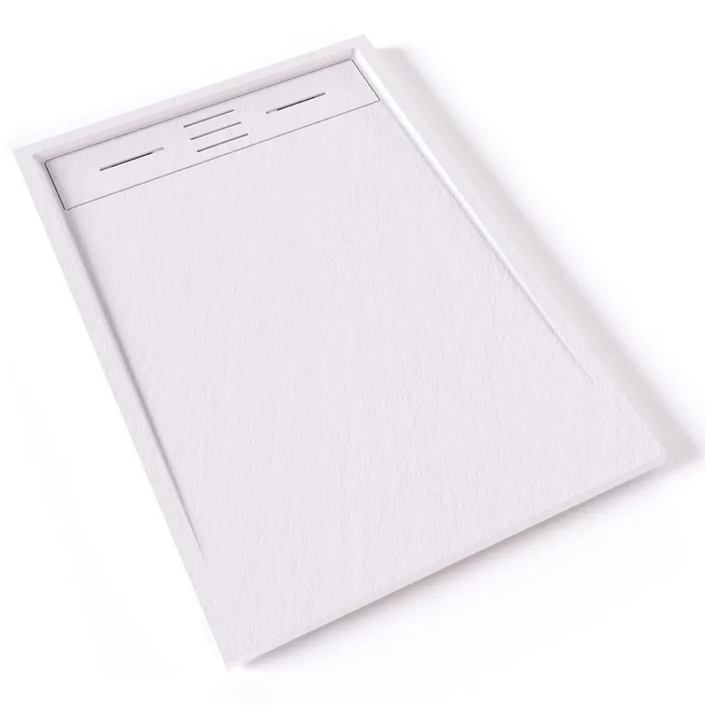 Saniverre Receveur de douche HIEMAL 70 x 100 cm résine Blanc aspect ardoise + bonde incluse -