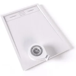 Saniverre Receveur de douche HIEMAL 70 x 100 cm résine Blanc aspect ardoise + bonde incluse -
