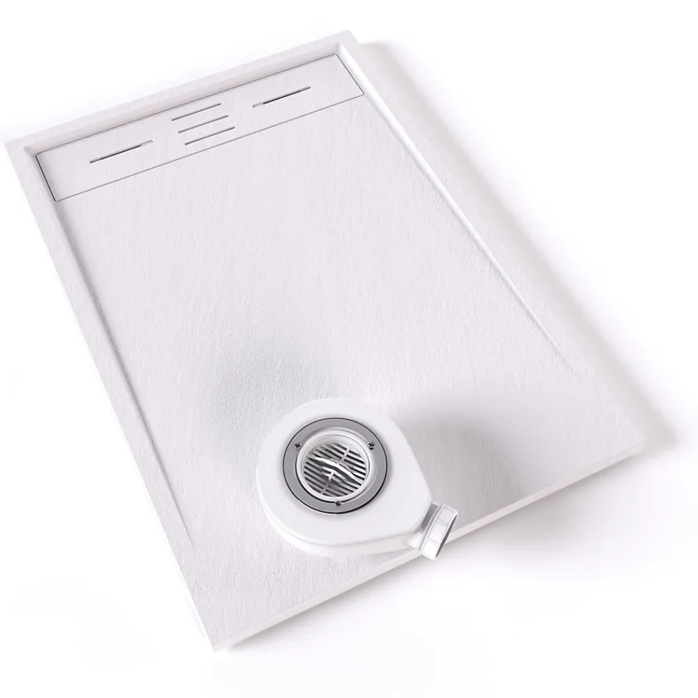 Saniverre Receveur de douche HIEMAL 70 x 100 cm résine Blanc aspect ardoise + bonde incluse -
