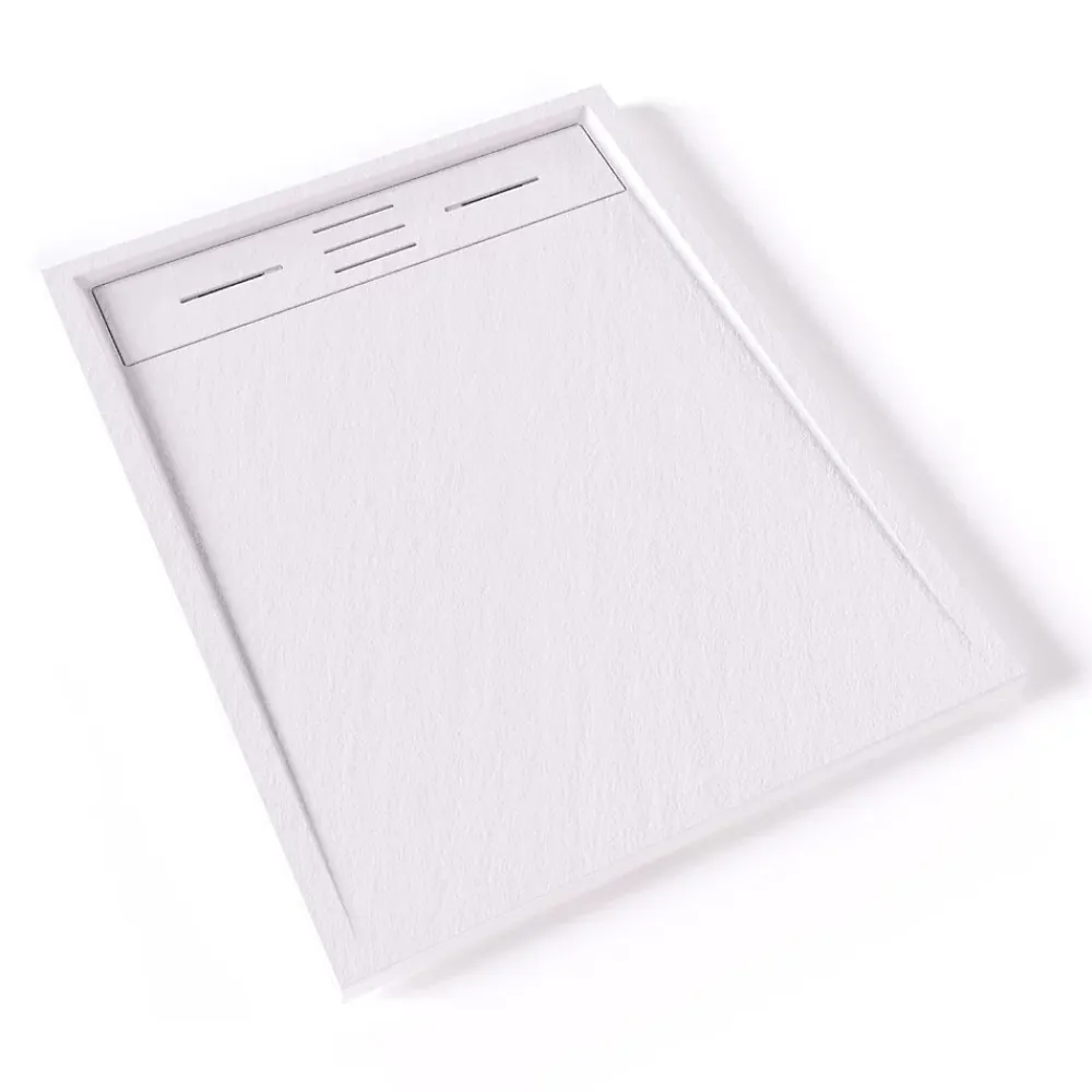 Saniverre Receveur de douche HIEMAL 70 x 90 cm résine Blanc aspect ardoise + bonde incluse -