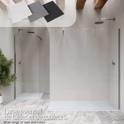 Saniverre Receveur de douche HIEMAL 70 x 90 cm résine Blanc aspect ardoise + bonde incluse -