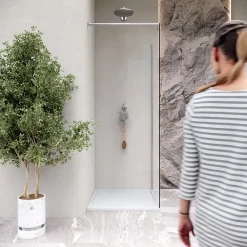 Saniverre Receveur de douche HIEMAL 70 x 90 cm résine Blanc aspect ardoise + bonde incluse -