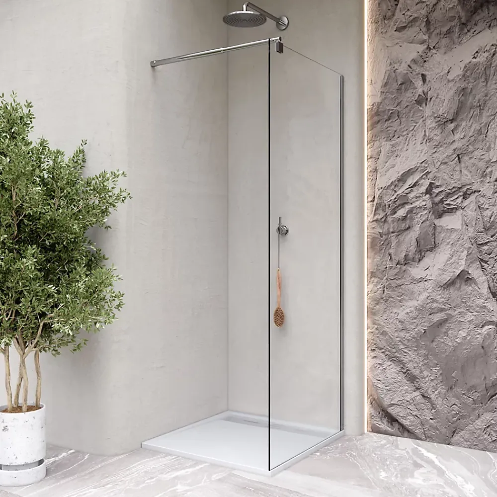 Saniverre Receveur de douche HIEMAL INOX 80 x 160 cm résine Blanc aspect ardoise + bonde inox incluse -