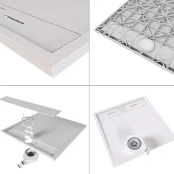 Receveur De Douche|Saniverre Receveur de douche HIEMAL 70 x 180 cm résine Blanc aspect ardoise + bonde incluse -