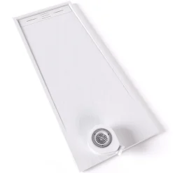 Receveur De Douche|Saniverre Receveur de douche HIEMAL 70 x 180 cm résine Blanc aspect ardoise + bonde incluse -