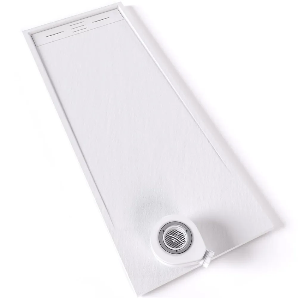 Receveur De Douche|Saniverre Receveur de douche HIEMAL 70 x 180 cm résine Blanc aspect ardoise + bonde incluse -
