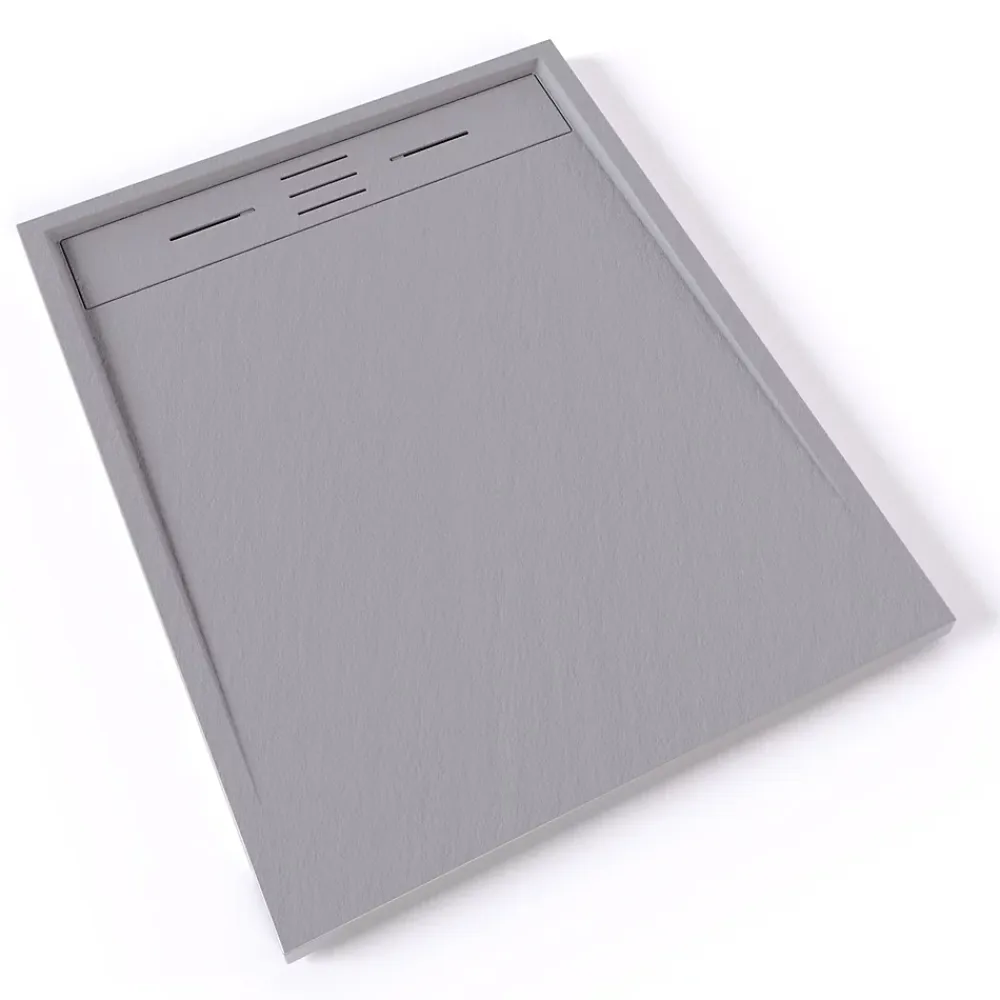 Saniverre Receveur de douche HIEMAL 80 x 100 cm résine Gris aspect ardoise + bonde incluse -