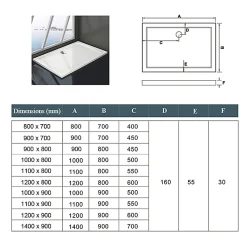 Receveur De Douche|AICA Sanitaire Receveur de douche italienne 110x80cm blanc, extra-plat, Bac à douche avec le kit de plinthe, 8 pieds, bonde de douche et siphon