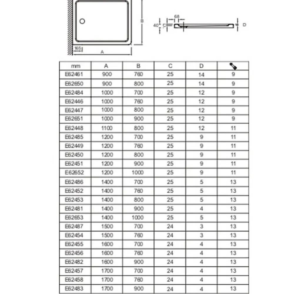 Jacob Delafon Receveur de douche Flight rectangle extra plat antidérapant 120 x 90 cm