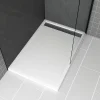 Receveur De Douche|Galedo Receveur de douche L.120 x l.80 x H.4 cm, acrylique renforcé blanc, avec grille d'évacuation gun metal, Pure 2