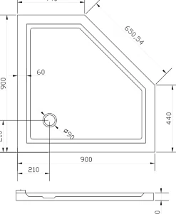 Receveur De Douche|Bernstein Receveur de douche pentagonal - 90x90cm et système d'évacuation