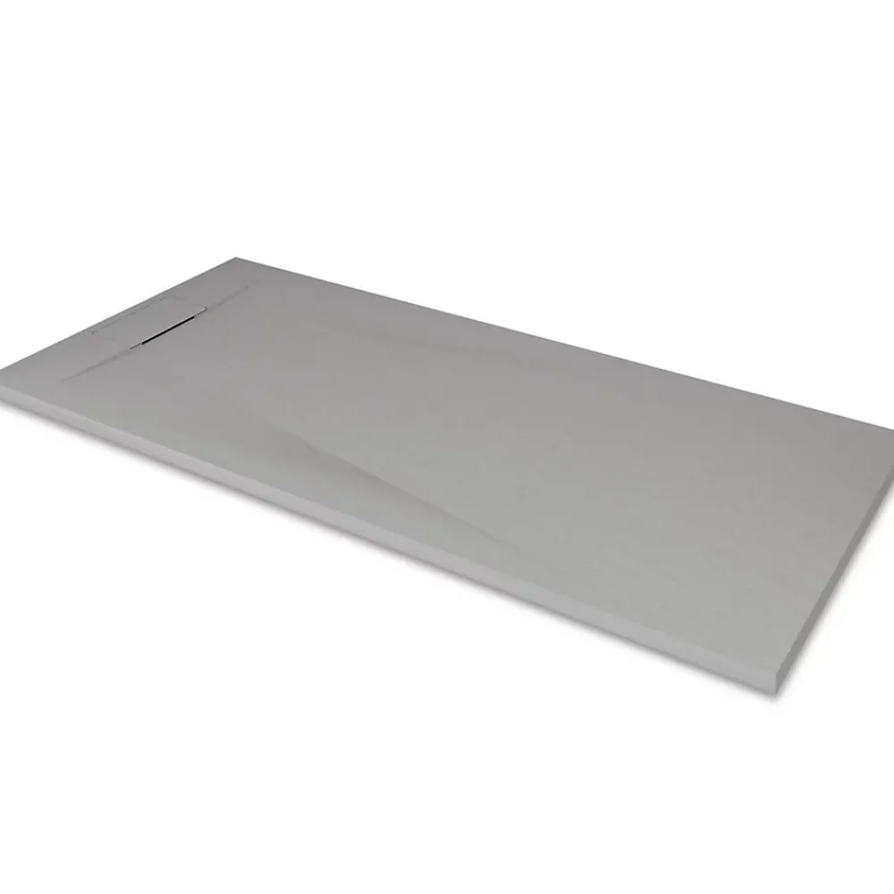 Saniverre Receveur de douche POLAR gris extra-plat effet pierre 80 x 120 cm + bonde