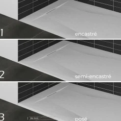 Saniverre Receveur de douche POLAR blanc extra-plat effet pierre 80 x 120 cm + bonde