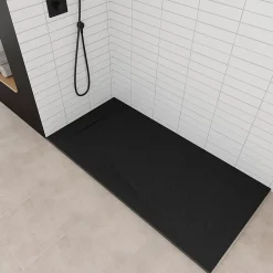 Saniverre Receveur de douche POLAR noir extra-plat effet pierre 80 x 120 cm + bonde