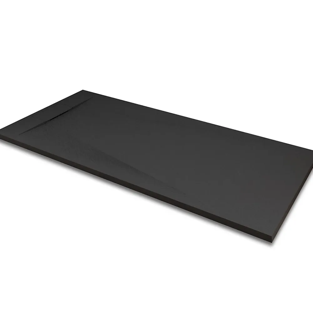 Saniverre Receveur de douche POLAR noir extra-plat effet pierre 80 x 120 cm + bonde
