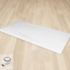 Receveur De Douche|Saniverre Receveur de douche POLAR blanc extra-plat effet pierre 90 x 180 cm + bonde