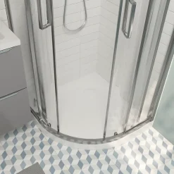 Receveur De Douche|GoodHome Receveur de douche quart de cercle 80 x 80 cm, résine, blanc, Cavally