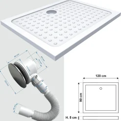 Receveur De Douche|Saniverre Receveur de douche SANA + bonde 90 x 120 cm blanc -